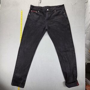 SOSO Jeans Mens Selvedge Black Custom Made Dark Wash Slim Fits 36x34